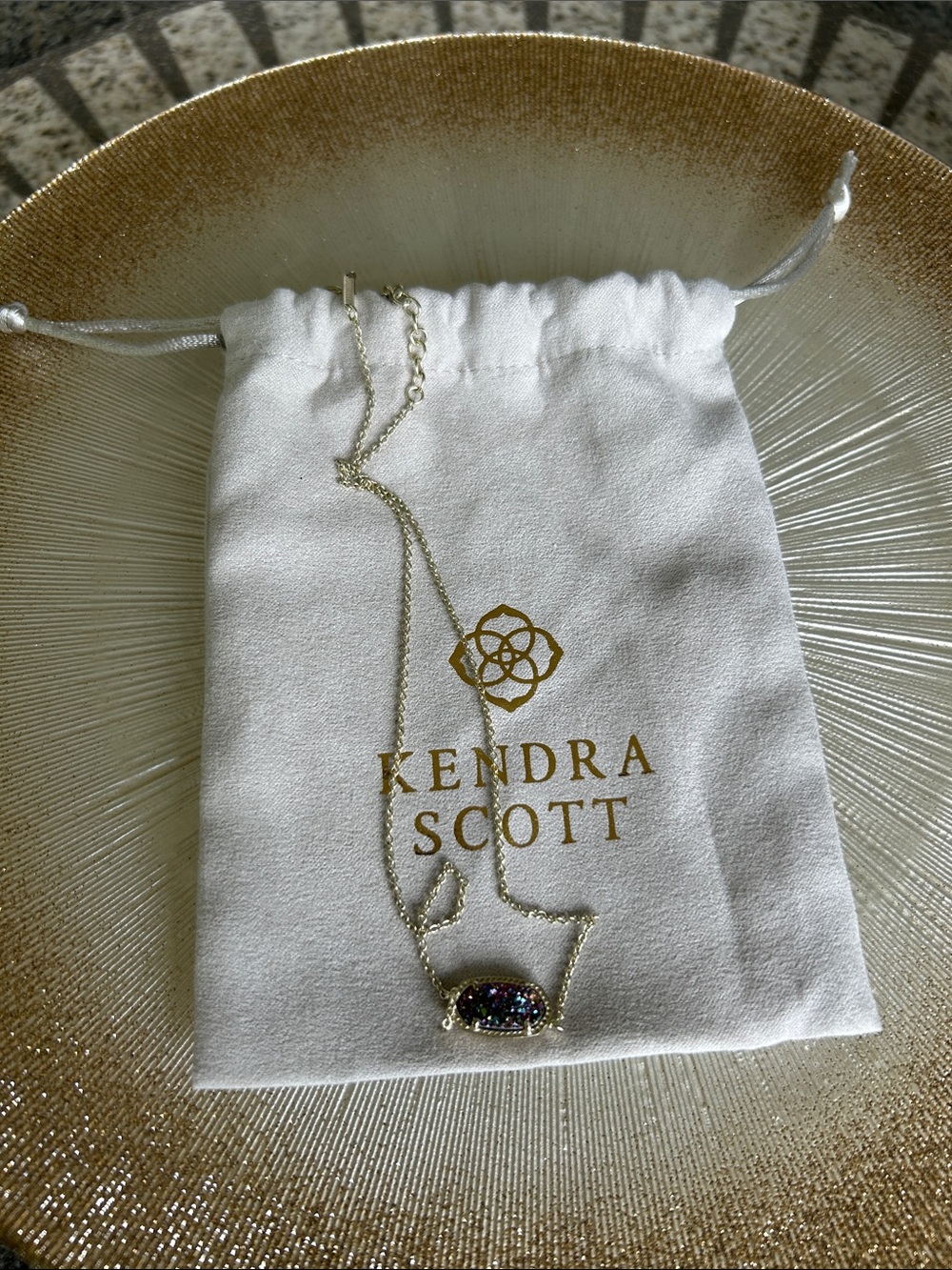 Kendra Scott Gold Iridescent Druzy Elisa Pendant Necklace